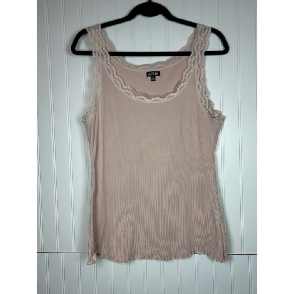vintage APT9 lace, cotton, blush, pink women, tank top stretchy light size XL